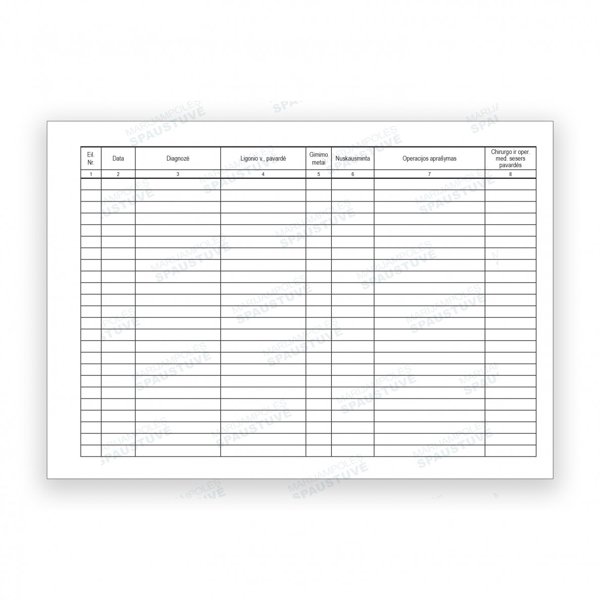 Ambulatorinių operacijų registracijos žurnalas (forma Nr. 069/a) 1 Ambulatorinių operacijų registracijos žurnalas (forma Nr. 069/a) 1