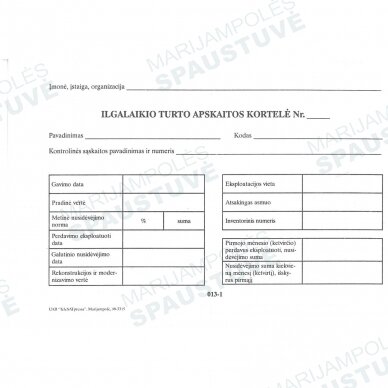 Ilgalaikio turto apskaitos kortelė