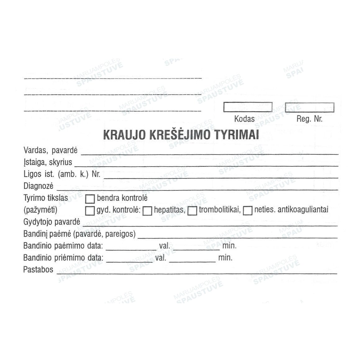 Kraujo krešėjimo tyrimai 1