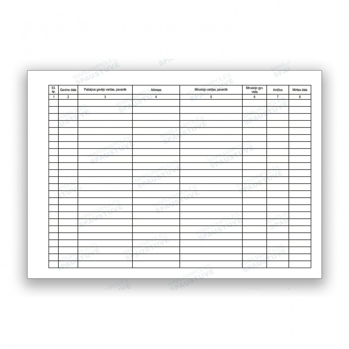 Prašymų gauti laidojimo pašalpas registracijos žurnalas 1 Prašymų gauti laidojimo pašalpas registracijos žurnalas 1