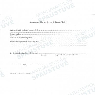 Medicininė pažyma vaikui, vykstančiam į stovyklą