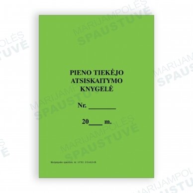 Pieno tiekėjo atsiskaitymo knygelė