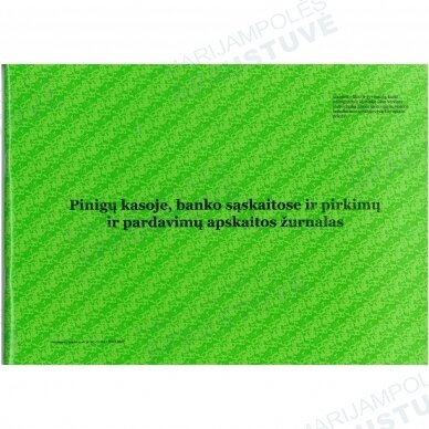 Pinigų kasoje, banko sąskaitose ir pirkimų ir pardavimų apskaitos žurnalas Pinigų kasoje, banko sąskaitose ir pirkimų ir pardavimų apskaitos žurnalas
