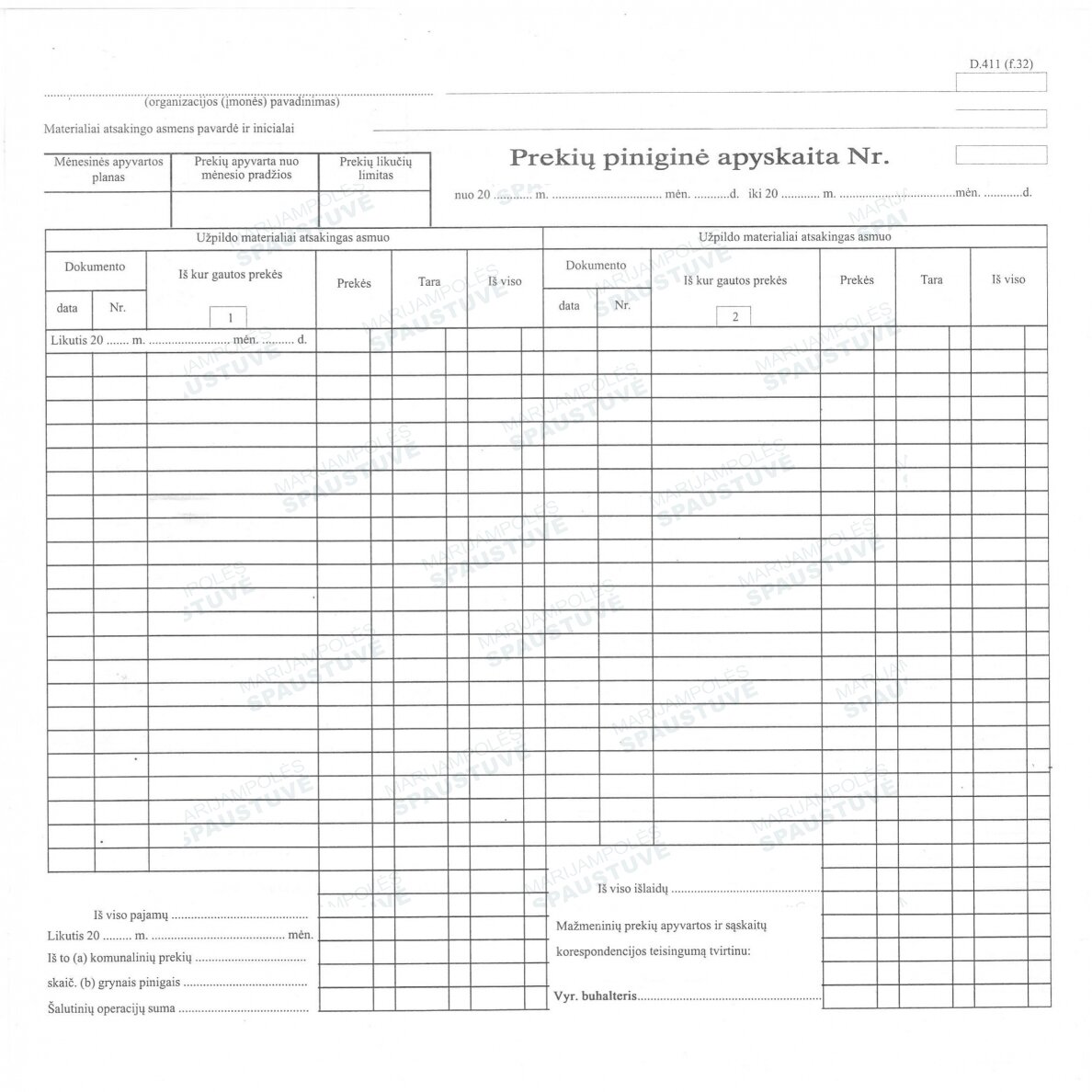 Prekių piniginė apyskaita 1