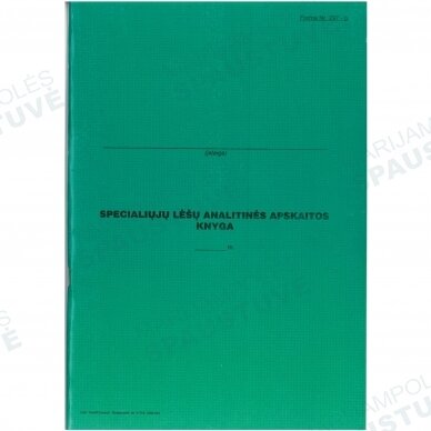 Specialiųjų lėšų analitinės apskaitos knyga